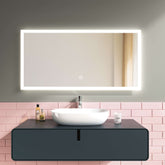 EMKE Miroir de salle de bain lumineux avec interrupteur à bouton/interrupteur tactile, antibuée, 3000/4000/6500K